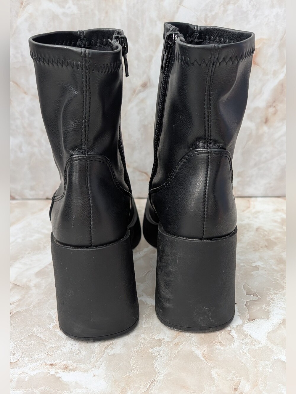 Madden Girl Ankle Boots Black Platform Block Heel Lug Sole Woman's Sz 7 - Picture 6 of 13